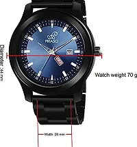 PIRASO Classy Blue Dial and Black Stainless Steel Chain Watch for Men  Boys-thumb3