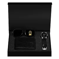 PIRASO Combo of Black Men's Wallet,Sunglasses  Watch-thumb1