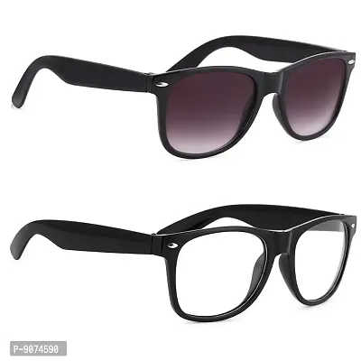 PIRASO Combo Pack Of Two Sunglasses Black and White clear Unisex UV Protected Sunglasses