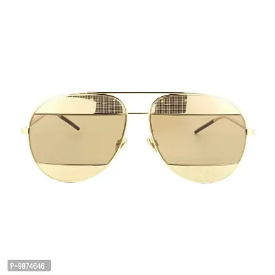 PIRASO Metal Body Classy Look UV Protected Unisex Sunglasses BROWN GOLD-thumb2