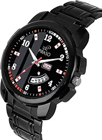 PIRASO Luxury Analogue Men's Watch(Black Dial Black Colored Chain)-DD 14 Black CK-thumb1