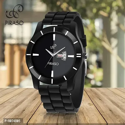 PIRASO Stunning Two Tone Dial  Designer Black Mesh Band with Day and Date Functioning Watch for Men Boys-thumb5