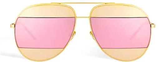 PIRASO UV Protected Metal Body Unisex Sunglasses GOLD PINK-thumb1