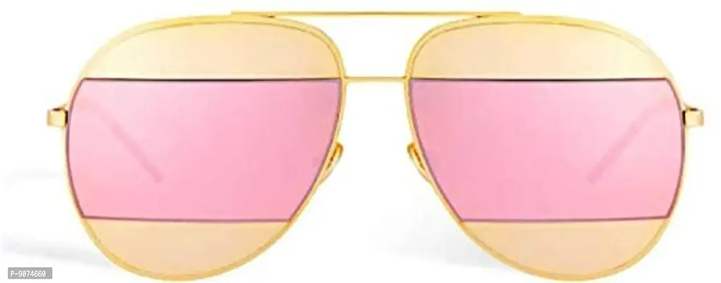 PIRASO UV Protected Metal Body Unisex Sunglasses GOLD PINK-thumb2