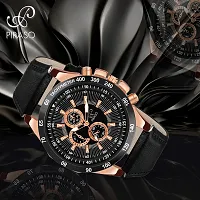 PIRASO Stunning Black Dial with Black Strap Pu Leather Analog Watch for Men Boys-thumb2