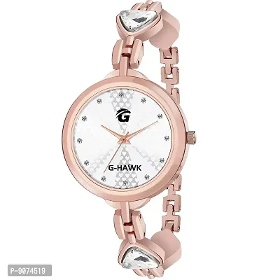 G-HAWK Silver Little Hearts on Dial with Beautifully Designed Double Heart Band Watches for Women-thumb0