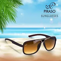 PIRASO Square Shape Brown Color Unisex UV Protected Sunglasses-thumb1