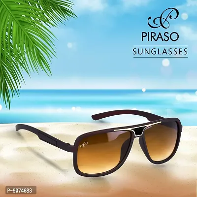 PIRASO Square Shape Brown Color Unisex UV Protected Sunglasses-thumb2