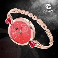 G-HAWK Red Dial with Rose Gold Bracelet Women's Analog Watch-thumb2