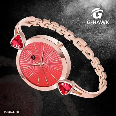 G-HAWK Red Dial with Rose Gold Bracelet Women's Analog Watch-thumb3