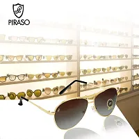 PIRASO Oval Shape Brown Color UV Protected Unisex Sunglasses-thumb1