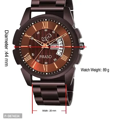 PIRASO Latest Brown Dial and Brown Chain with Date and Day Functioning Analogue Watch for Men,Boys-thumb4