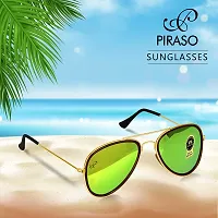 PIRASO UV Protected Unisex Aviator Sunglasses || GREEN ||-thumb1