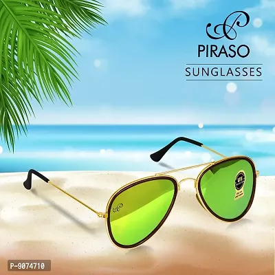 PIRASO UV Protected Unisex Aviator Sunglasses || GREEN ||-thumb2