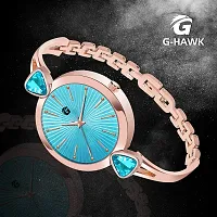 G-HAWK Beautiful Blue Dial with Rose Gold Bracelet Watch for Women and Girls-thumb2