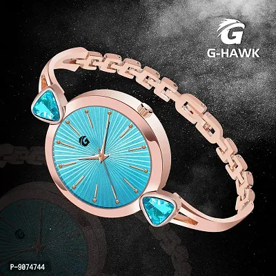 G-HAWK Beautiful Blue Dial with Rose Gold Bracelet Watch for Women and Girls-thumb3