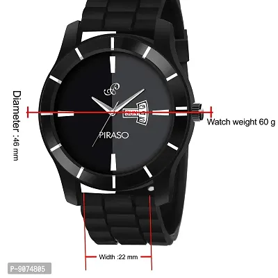 PIRASO Stunning Two Tone Dial  Designer Black Mesh Band with Day and Date Functioning Watch for Men Boys-thumb4