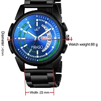 PIRASO Analogue Blue Dial Men's Watch with Date and Day Functioning (Black)-thumb3