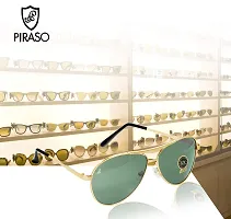 PIRASO Oval Shape Green Colour UV Protected Unisex Sunglasses-thumb1