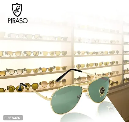 PIRASO Oval Shape Green Colour UV Protected Unisex Sunglasses-thumb2