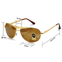 PIRASO Aviator UV 400 Protection Brown Glass Golden Frame Sunglasses for Men, Women with Attractive Case-thumb3