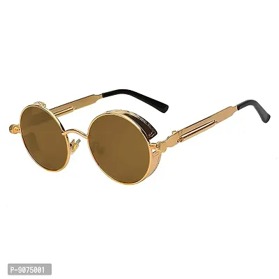 PIRASO Arjun Reddy Round Brown Lenses Coper Gold Color Men's and Women's Frame Sunglass (Free Size)