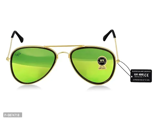 PIRASO UV Protected Unisex Aviator Sunglasses || GREEN ||-thumb3