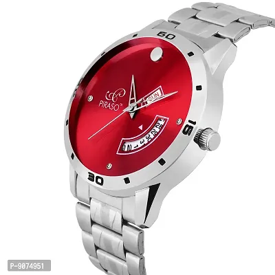 PIRASO Times- Quartz Day  Date Series Brown Watch for Boys  Mens 1140-RED-BROWN-CK (RED Silver)-thumb3