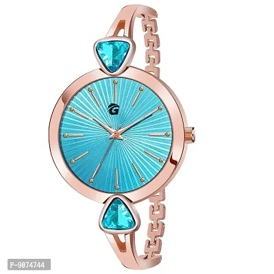 G-HAWK Beautiful Blue Dial with Rose Gold Bracelet Watch for Women and Girls-thumb0