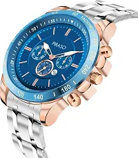 PIRASO Chrono Working Stunning Blue Dial with Date and Copper Silver Stainless Steel Chain Analog Watch for Men Boys-thumb1