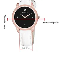 PIRASO Copper Frame Black Dial White Strap Beautiful Watch for Women and Girls-thumb3