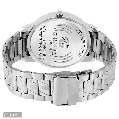 G-HAWK Black Dial, Silver Chain with Day and Date Functioning Watch for Men and Boys-thumb3