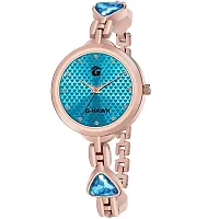 G-HAWK Blue Colour Little Hearts on Dial with Beautifully Designed Double Heart Band Watches for Women Girls-thumb2