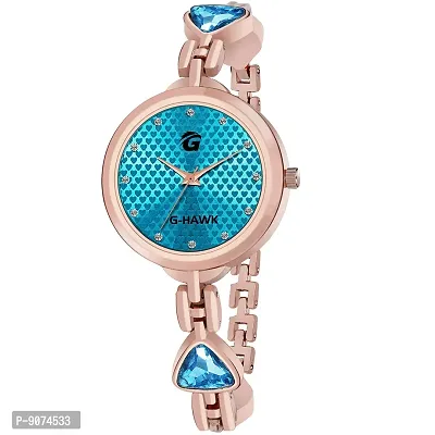 G-HAWK Blue Colour Little Hearts on Dial with Beautifully Designed Double Heart Band Watches for Women Girls-thumb3