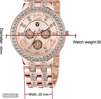 PIRASO Zuperia Diamond Studded Analogue Watch with Rose Gold Bracelet for Women-thumb5