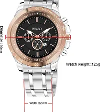 PIRASO Chrono Working Stunning Black Dial with Date and Copper Silver Stainless Steel Chain Analog Watch for Men Boys-thumb2