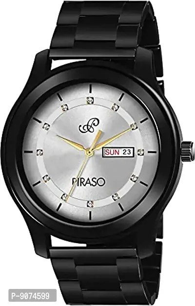PIRASO Latest Stunning Look Crystals Studded in Dial and Black Chain Watch for Men Boys