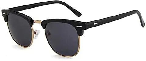 PIRASO Square Black UV Protected Unisex Sunglasses-thumb1