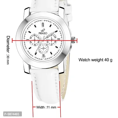 PIRASO Classy Chrono Design Dial with White Color Strap Watch for Women & Girls-thumb5