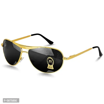 PIRASO Aviator UV 400 Protection Black Glass Golden Frame Sunglasses for Men, Women ( BLACK LENS || GOLDEN FRAME|| )