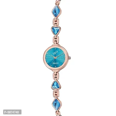 PIRASO Stunning Look Blue Colour Little Hearts on Dial with Beautifully Designed Double Heart Band Watches for Women Girls-thumb2