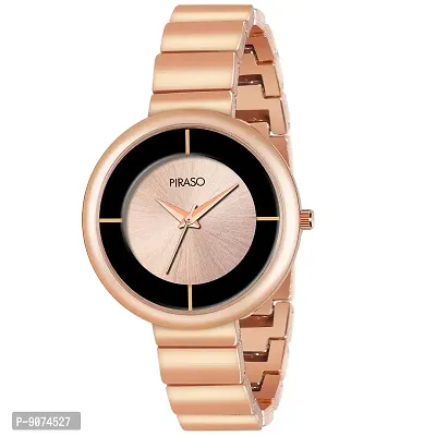 PIRASO Stunning Look Rosegold Color Band Watch for Women/Girls-thumb0