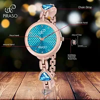 PIRASO Stunning Look Blue Colour Little Hearts on Dial with Beautifully Designed Double Heart Band Watches for Women Girls-thumb3