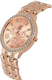 PIRASO Zuperia Diamond Studded Analogue Watch with Rose Gold Bracelet for Women-thumb1