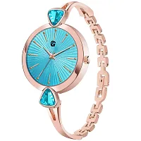 G-HAWK Beautiful Blue Dial with Rose Gold Bracelet Watch for Women and Girls-thumb1