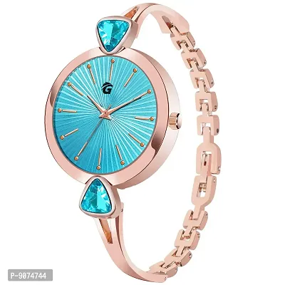 G-HAWK Beautiful Blue Dial with Rose Gold Bracelet Watch for Women and Girls-thumb2