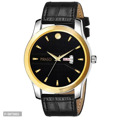 PIRASO Classy Black Color Watch with Day and Date Functioning Analogue Watch for Boys
