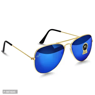 PIRASO Unisex Adult Aviator Sunglasses (Blue Lens) (Medium) (Pack of 1)
