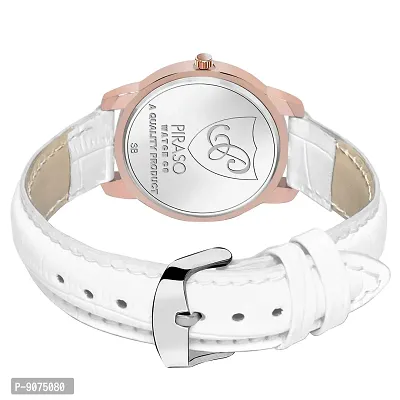 PIRASO Copper Frame Black Dial White Strap Beautiful Watch for Women and Girls-thumb5