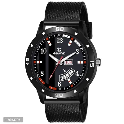 GHAWK Black Color Mesh Band with Day and Date Functioning Analog Watch for Men Boys-thumb0